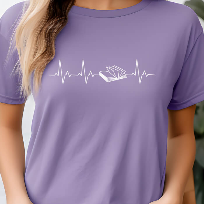 Heartbeat With an Open Book T-Shirt | Comfort Colors