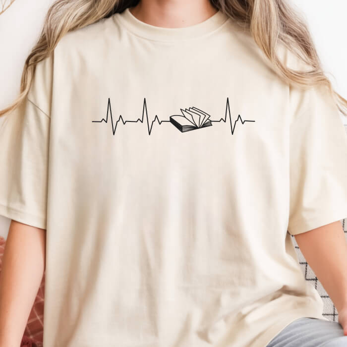 Heartbeat With an Open Book T-Shirt | Comfort Colors