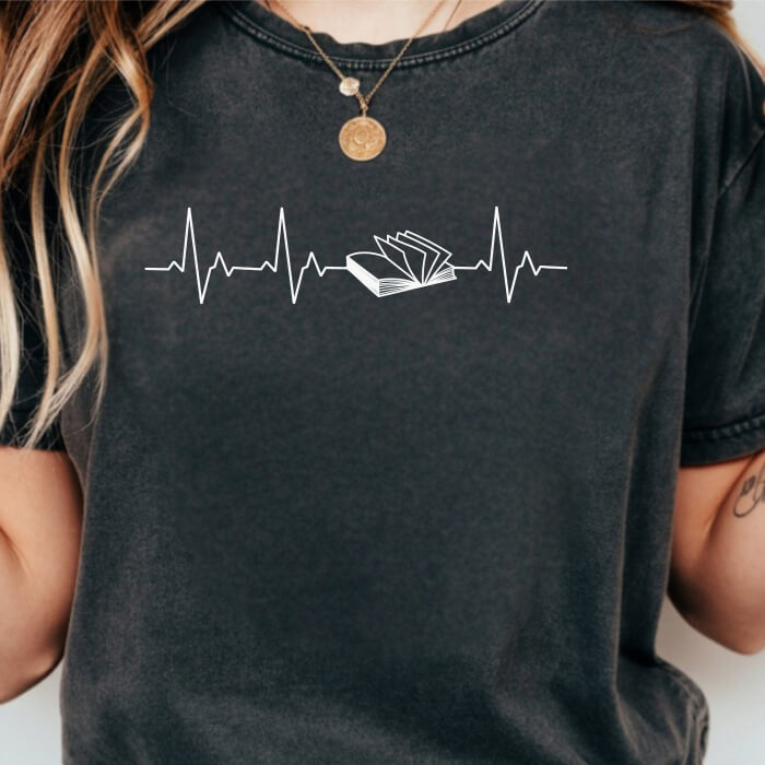 Heartbeat With an Open Book T-Shirt | Comfort Colors