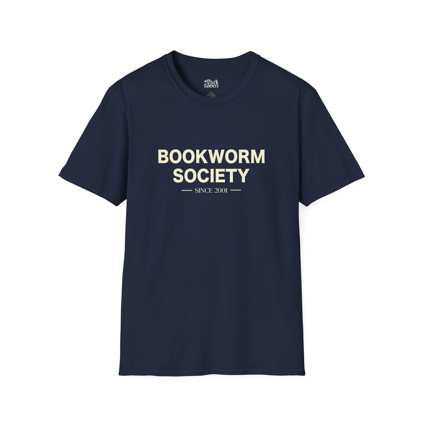 Bookworm society since 2001 navy bookish t-shirt – cozy Gildan 64000 tee made for readers who live between chapters and adore bookish vibes.