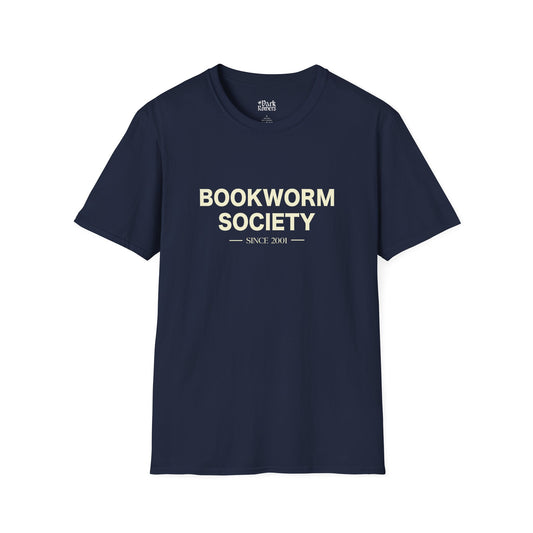Bookworm society since 2001 navy bookish t-shirt – cozy Gildan 64000 tee made for readers who live between chapters and adore bookish vibes.