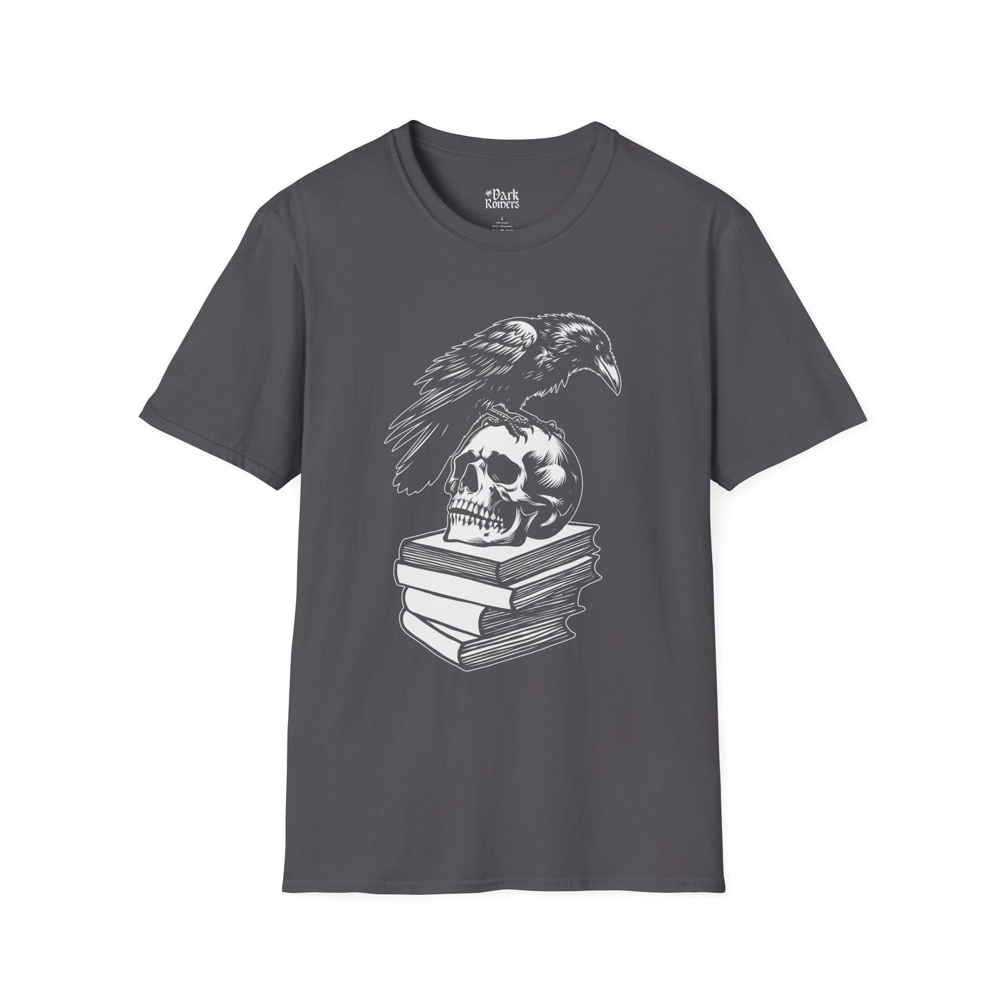 Crow and Skull on a Stack of Books T-Shirt