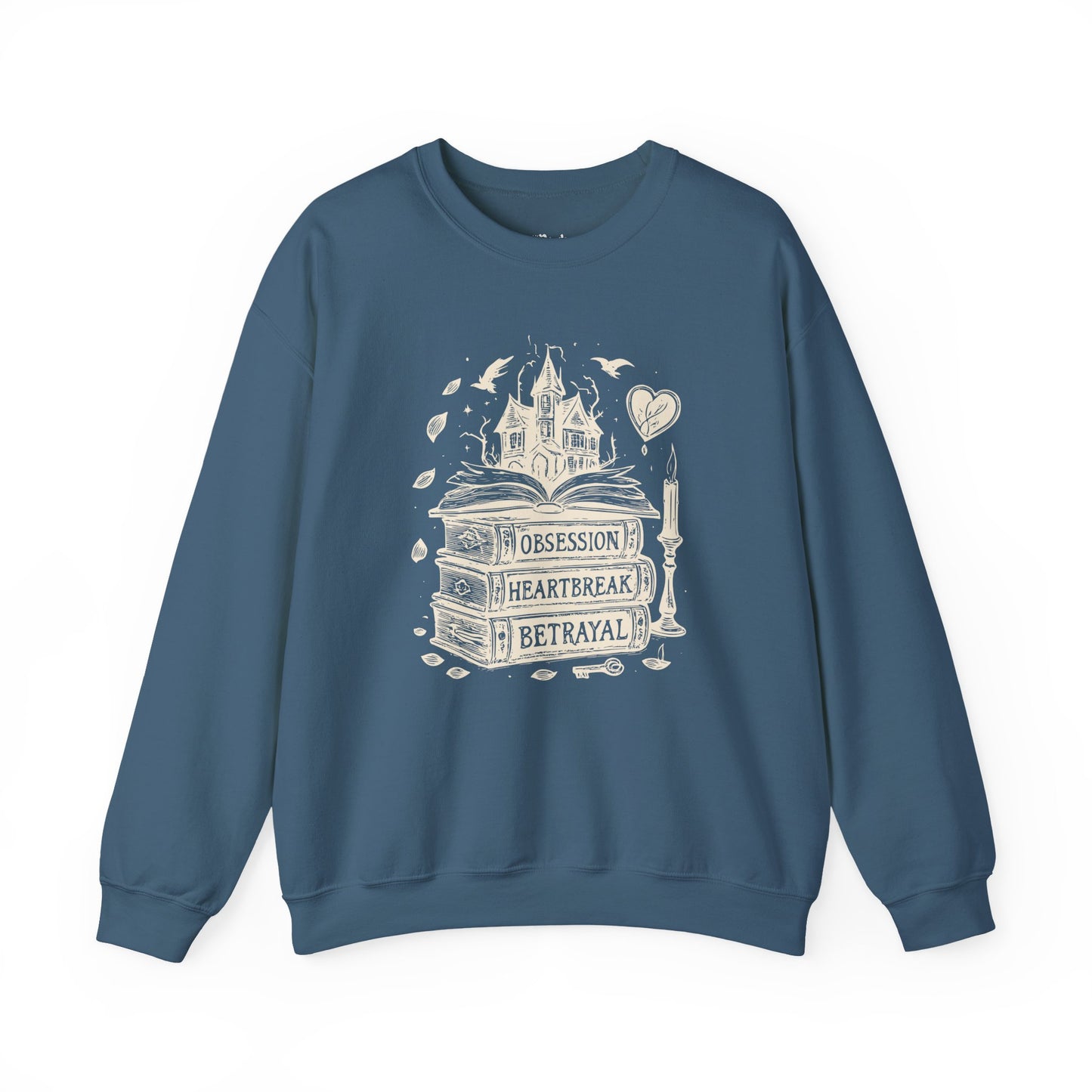 Obsession Heartbreak Betrayal, Books And a Castle Illustration Sweatshirt