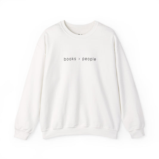 Books > People white bookish sweatshirt – cozy Gildan 18000 crewneck for readers who live between chapters and adore bookish vibes.