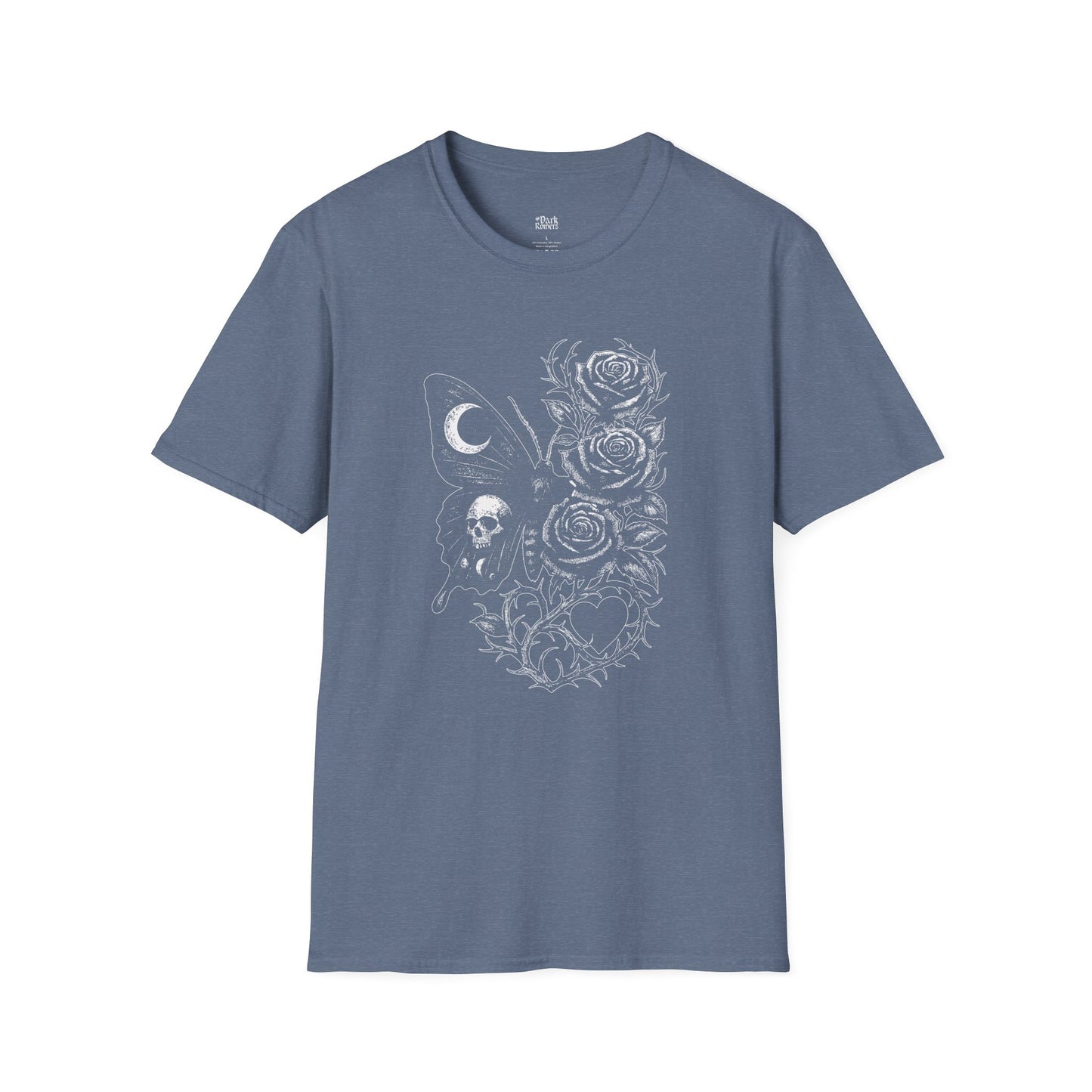 Skull, Moth, Roses, Thorny Vines, and a Heart T-Shirt