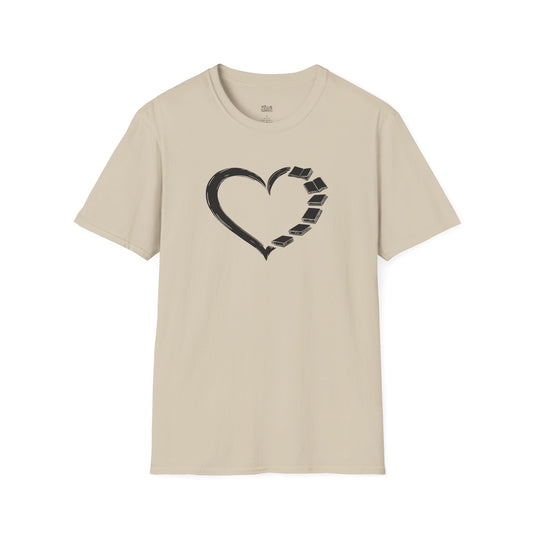 Bookish Heart Line Art sand book lover t-shirt