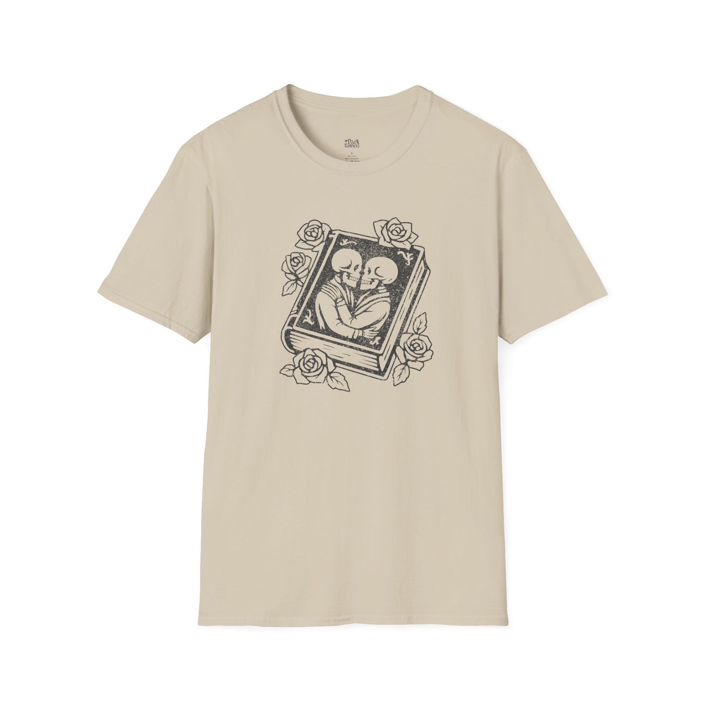 Skeleton Lovers on a Book Cover T-Shirt