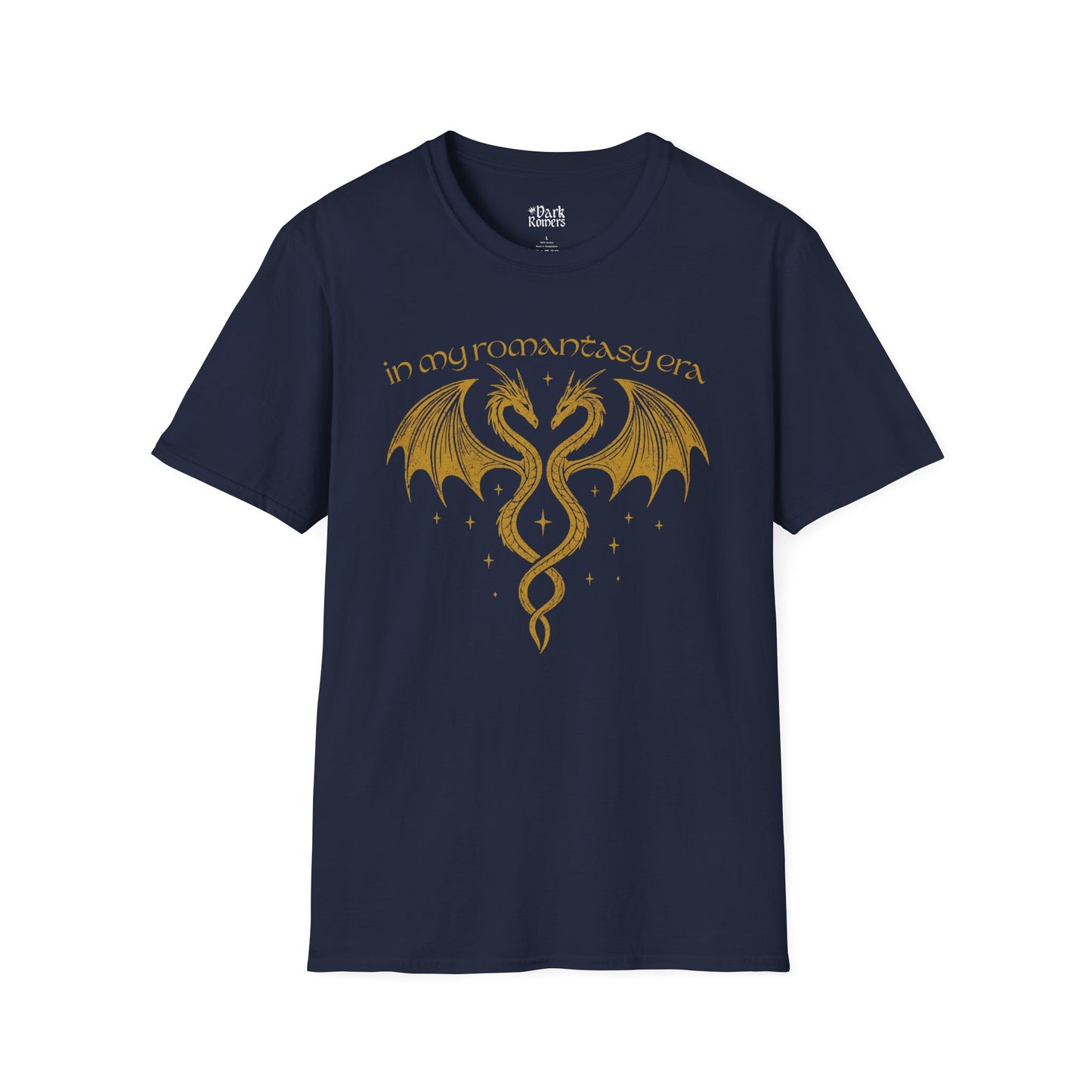 In my romantasy era navy romantasy t-shirt – magical Gildan 64000 tee inspired by fae realms, dragons, and fantasy lovers.