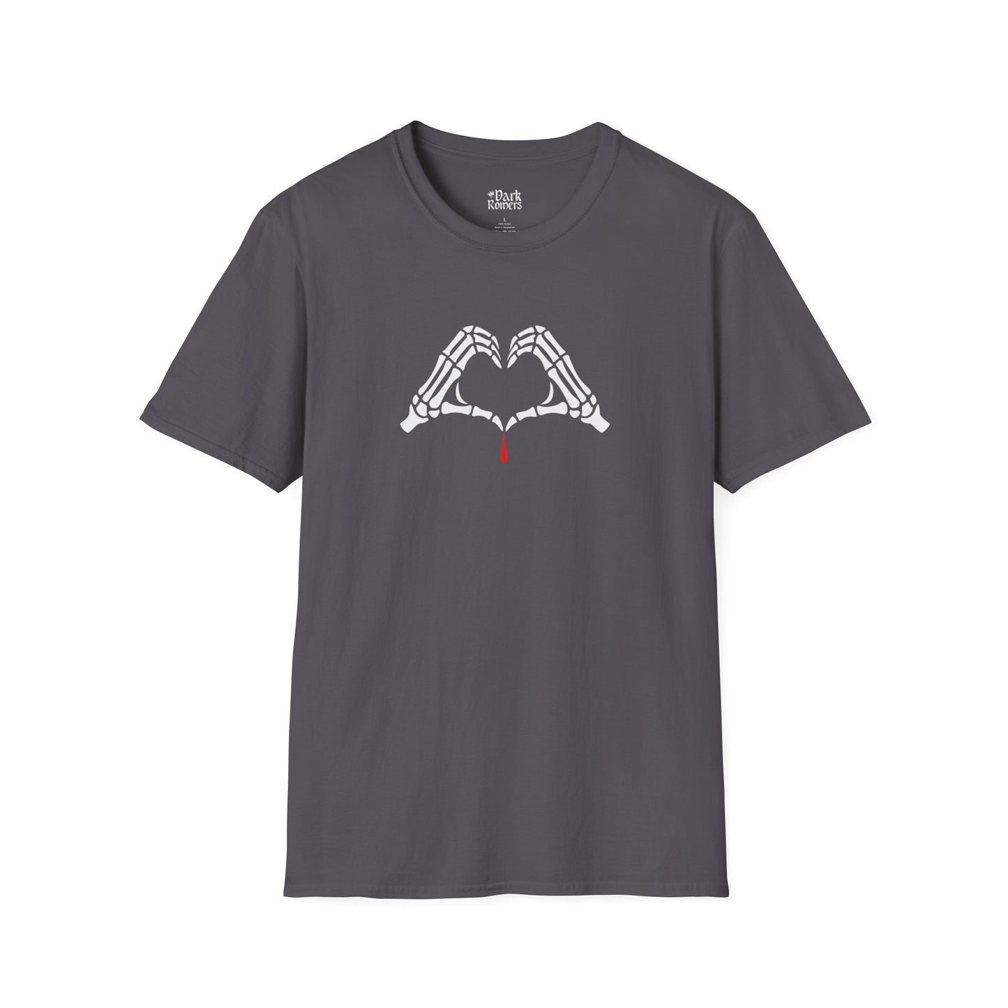 Skeleton Hands Forming a Heart With a Drop of Blood T-Shirt