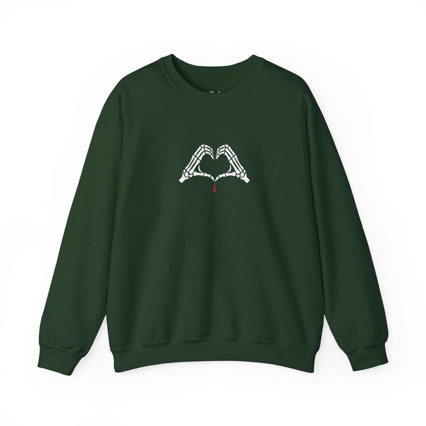 Skeleton Hands Forming a Heart With a Drop of Blood Sweatshirt
