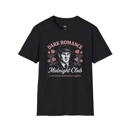 Dark Romance Midnight Club. Love Bite and Velvet Nights  black dark romance t-shirt for readers