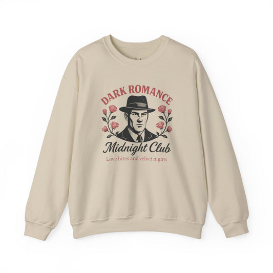Dark Romance Midnight Cub. Love Bite and Velvet Nights sand dark romance sweatshirt – cozy Gildan 18000 crewneck made for readers who fall for villains, crave danger, and love twisted love stories.