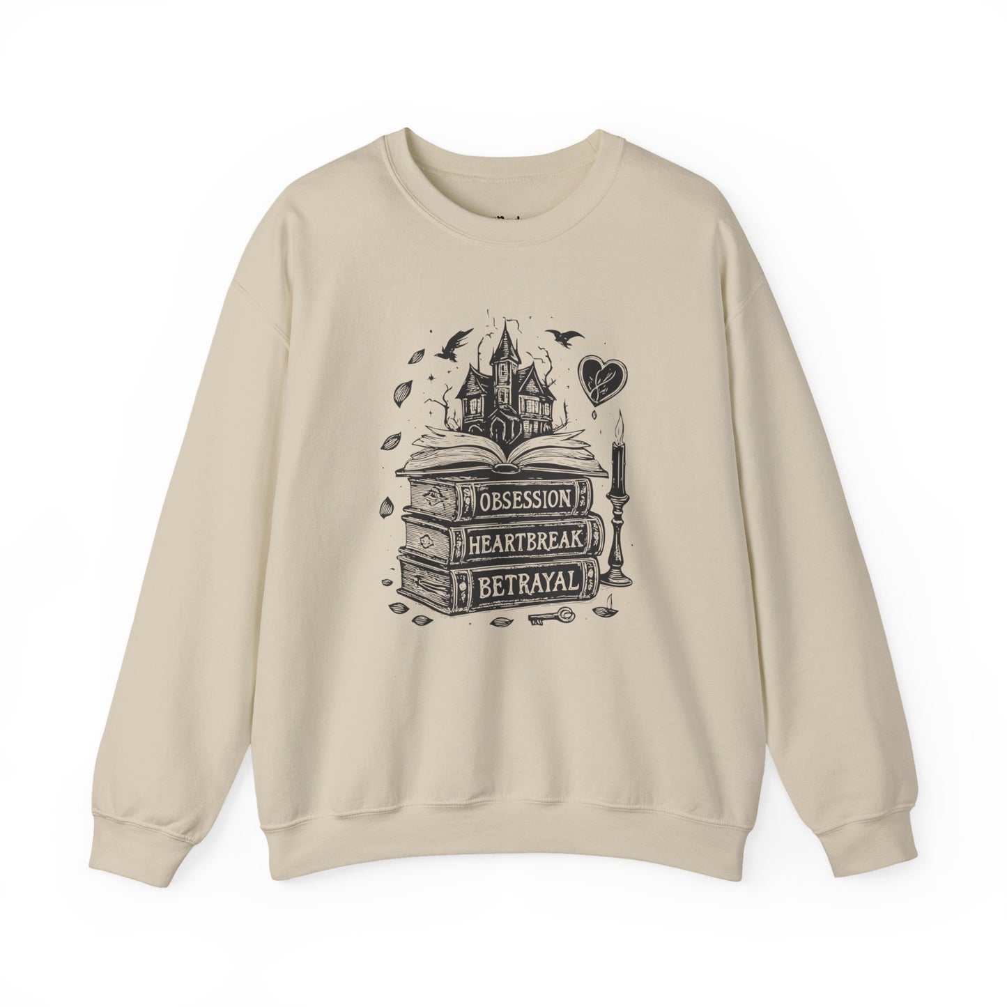 Obsession Heartbreak Betrayal, Books And a Castle Illustration Sweatshirt