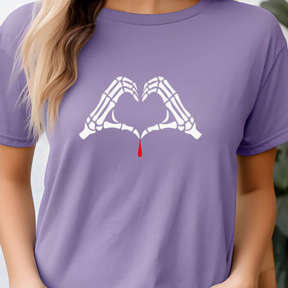 Skeleton Hands Forming a Heart With a Drop of Blood T-Shirt | Comfort Colors