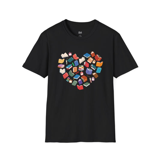 Heart of Colorful Books black bookish t-shirt – cozy Gildan 64000 tee made for readers who live between chapters and adore bookish vibes.