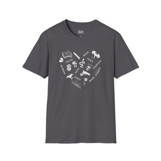 Heart Shape Made From Dark Romance Symbols T-Shirt