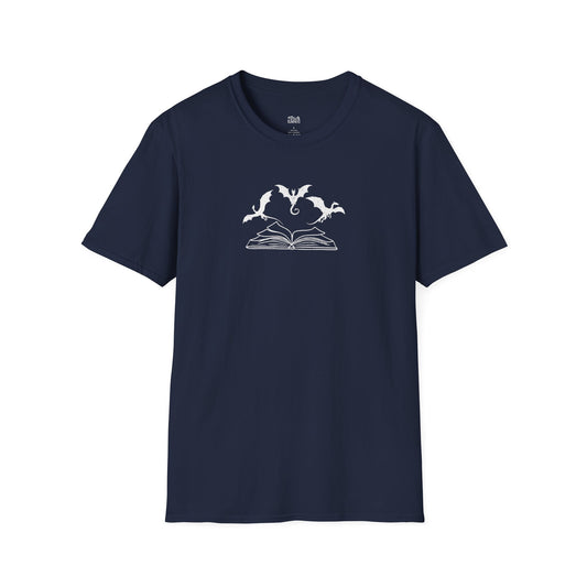 Fantasy Dragons Flying Out of an Open Book T-Shirt