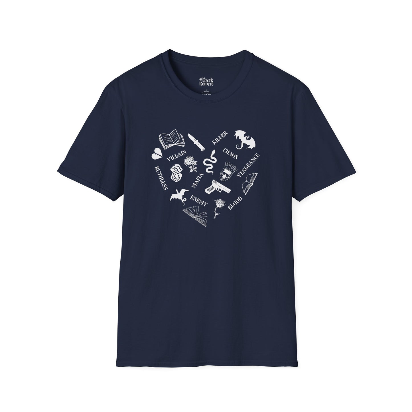 Heart Shape Made From Dark Romance Symbols T-Shirt