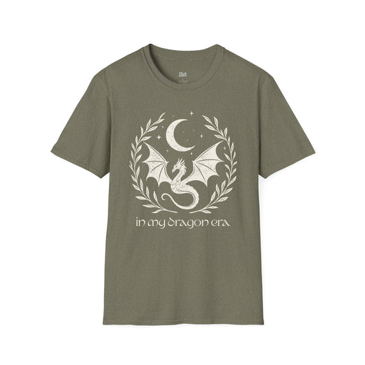 In my dragon Era heather military green fantasy reader t-shirt