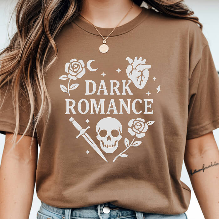 Dark Romance with Symbols in the Shape of a Heart espresso dark romance t-shirt for readers
