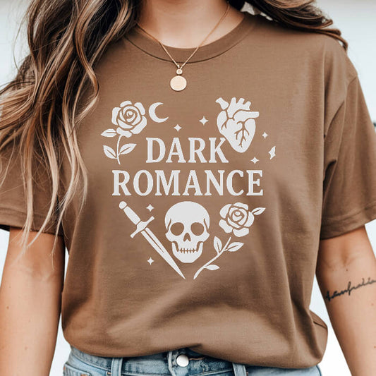Dark Romance with Symbols in the Shape of a Heart espresso dark romance t-shirt for readers