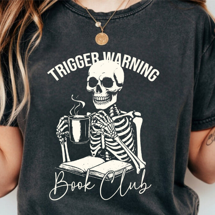 Trigger Warning Book Club pepper dark romance t-shirt for readers