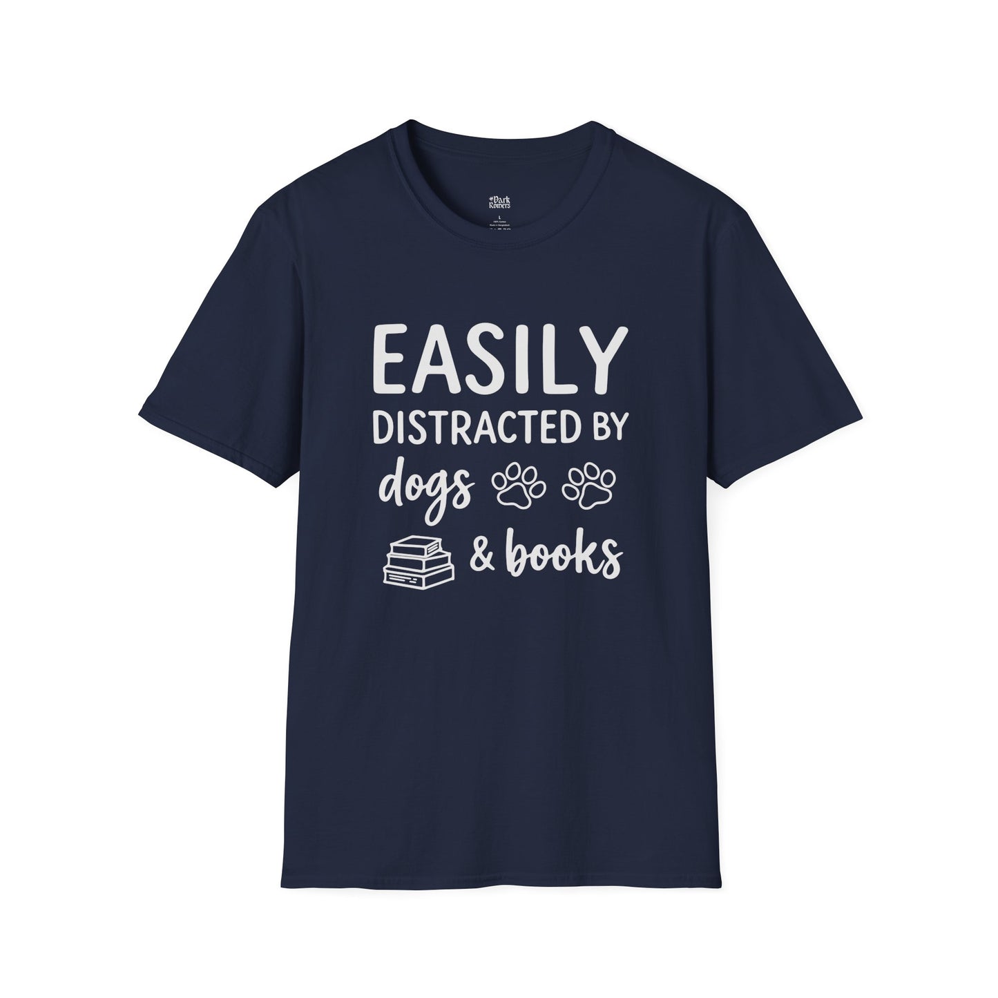 Easily Distracted By Dogs & Books T-Shirt