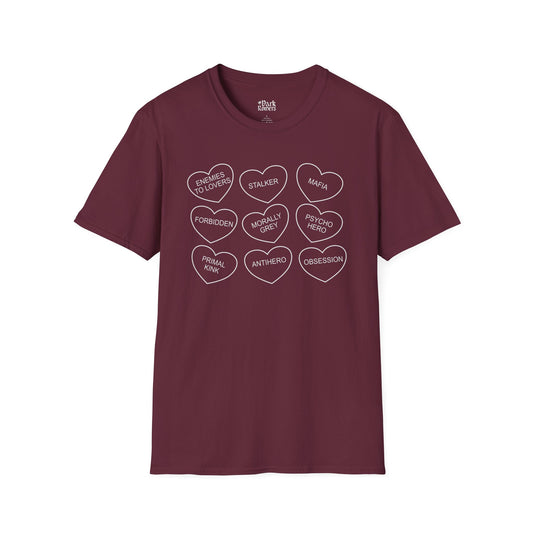 Hearts with Dark Romance Tropes T-Shirt