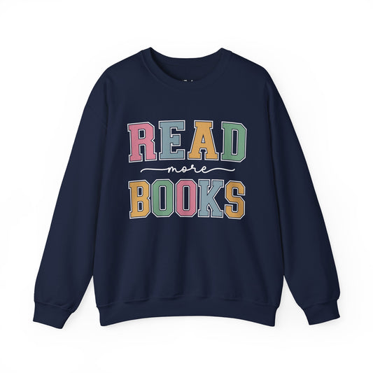 Read More Books navy bookish sweatshirt – cozy Gildan 18000 crewneck for readers who live between chapters and adore bookish vibes.