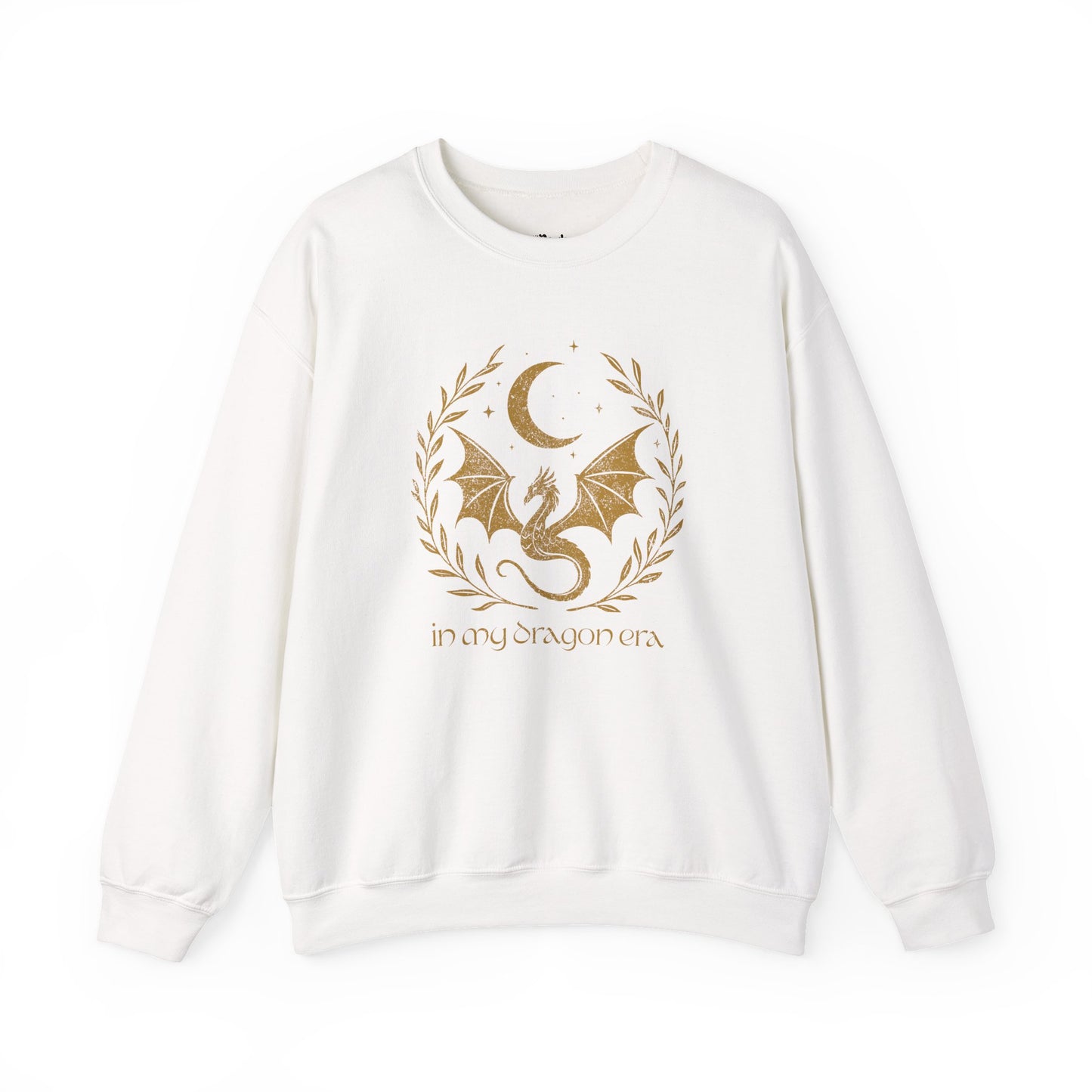 In my romantasy era white romantasy sweatshirt – magical Gildan 18000 crewneck inspired by fae realms, dragons, and fantasy lovers.