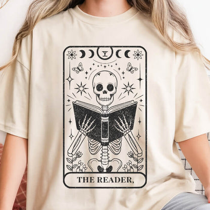 The Reader Tarrot Card Ivory dark romance t-shirt – vintage Comfort Colors 1717 garment-dyed tee made for readers who fall for villains and crave twisted love stories.